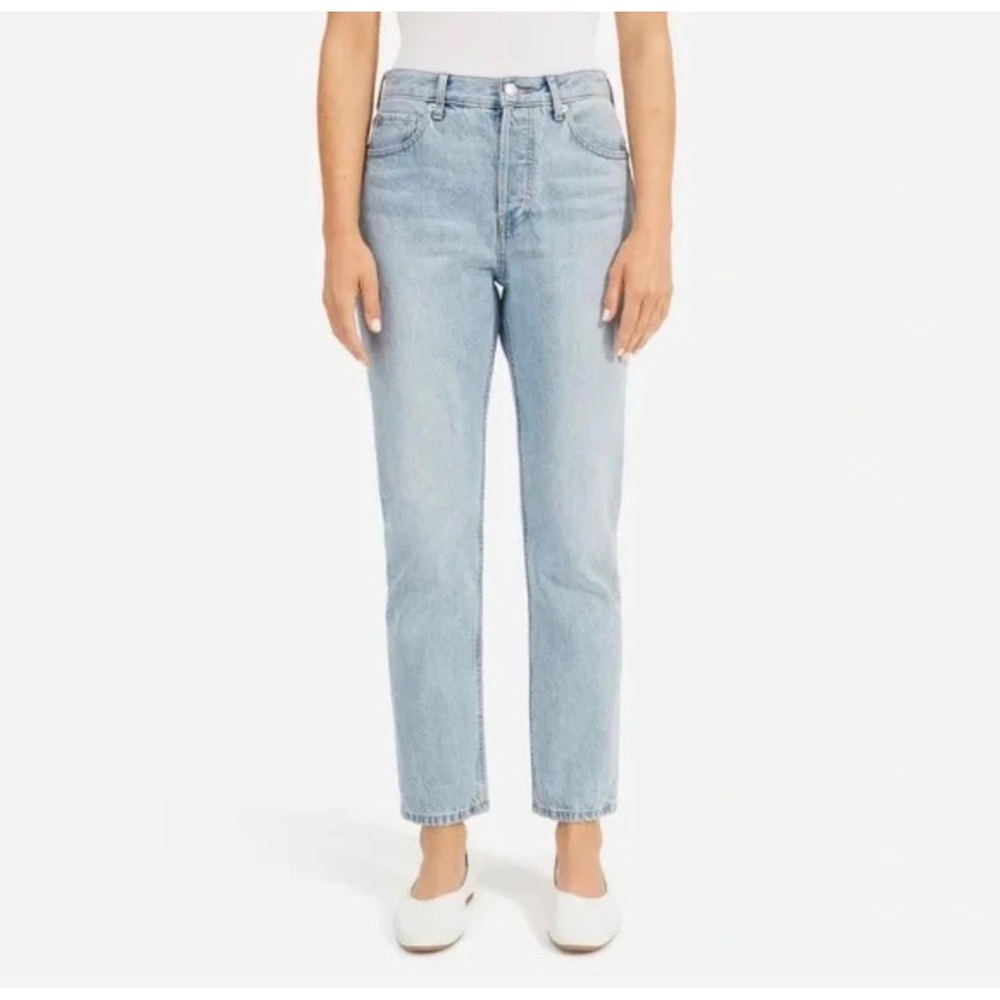 Everlane The 90s Cheeky Jean Women 24 Light Blue Crop High Rise Button Fly Denim